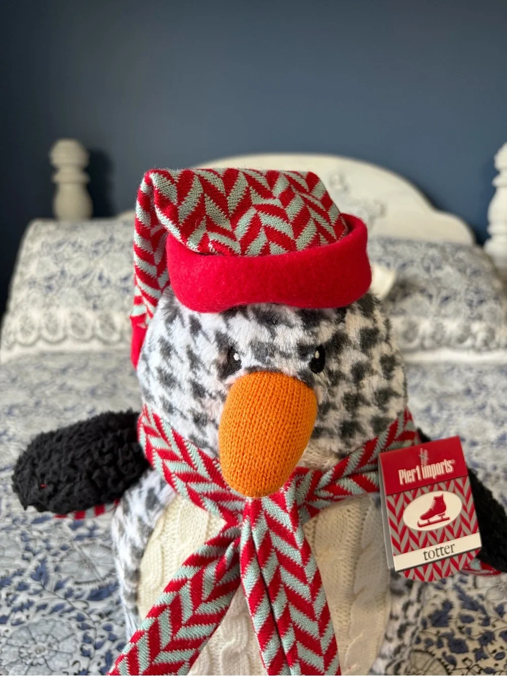 Vintage NWT Pier 1 Imports Christmas Plush Penguin Totter